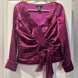 Cachet rose pink long sleeve dress top size 12 petite.